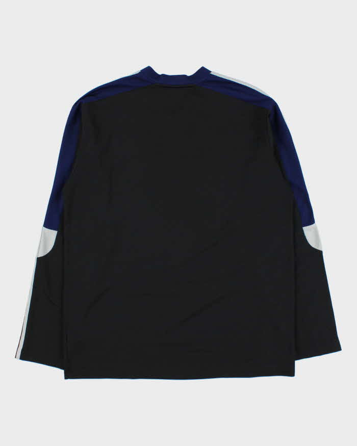 Vintage Y2K 00s Adidas Embroidered 3-Stripe V-Neck Long Sleeve Active T-Shirt - M