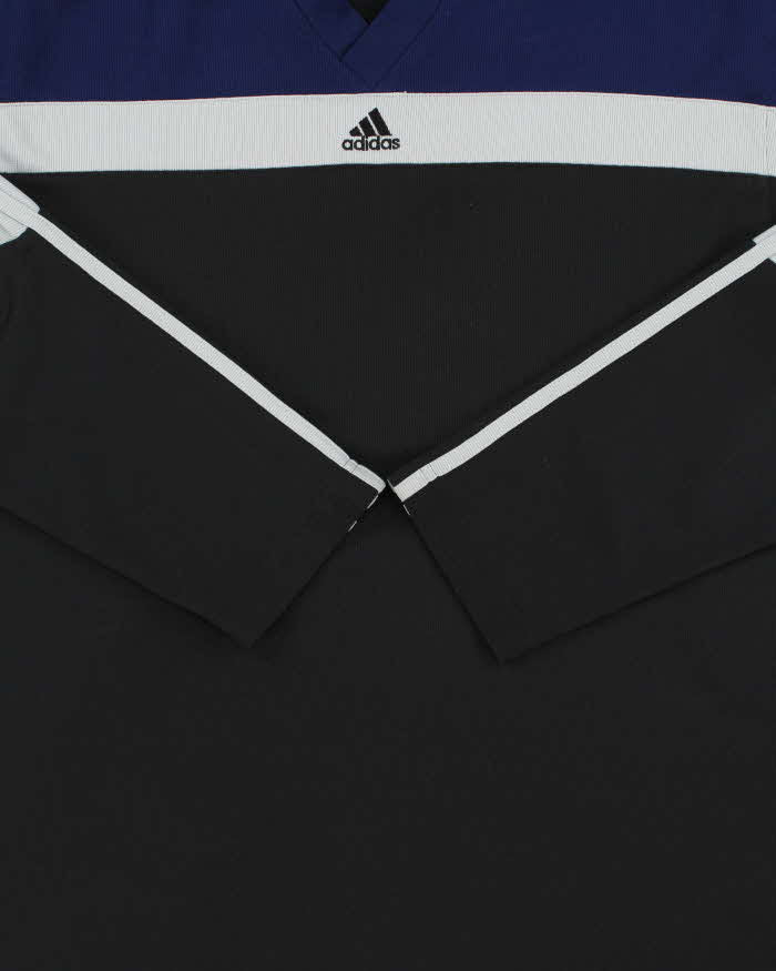 Vintage Y2K 00s Adidas Embroidered 3-Stripe V-Neck Long Sleeve Active T-Shirt - M