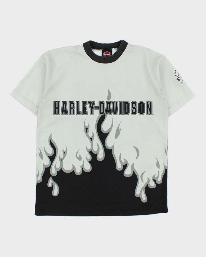 Vintage Y2K 00s Harley Davidson Southside Flame Crewneck Active Biker T-Shirt - M