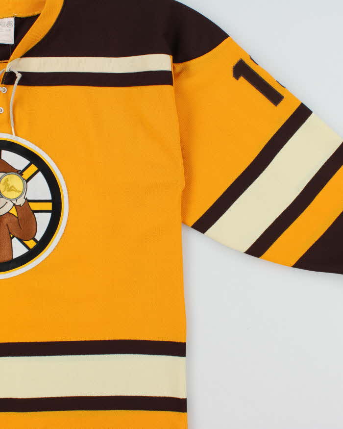 Vintage 1990s Athletic Knit Curious George #13 Made In Canada Ice Hockey Jersey - L