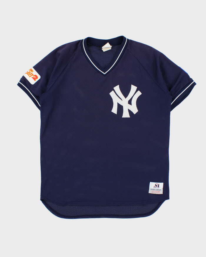 Vintage 1990s Saxon Ath. N.Y Yankees Little League Mesh V-Neck Baseball Jersey - M