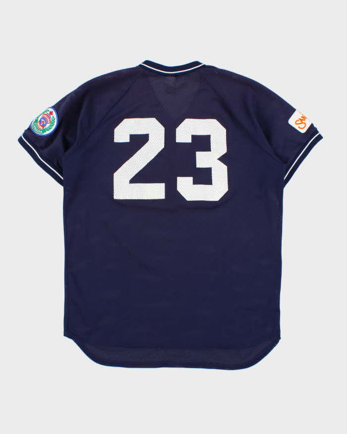 Vintage 1990s Saxon Ath. N.Y Yankees Little League Mesh V-Neck Baseball Jersey - M
