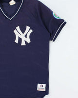 Vintage 1990s Saxon Ath. N.Y Yankees Little League Mesh V-Neck Baseball Jersey - M