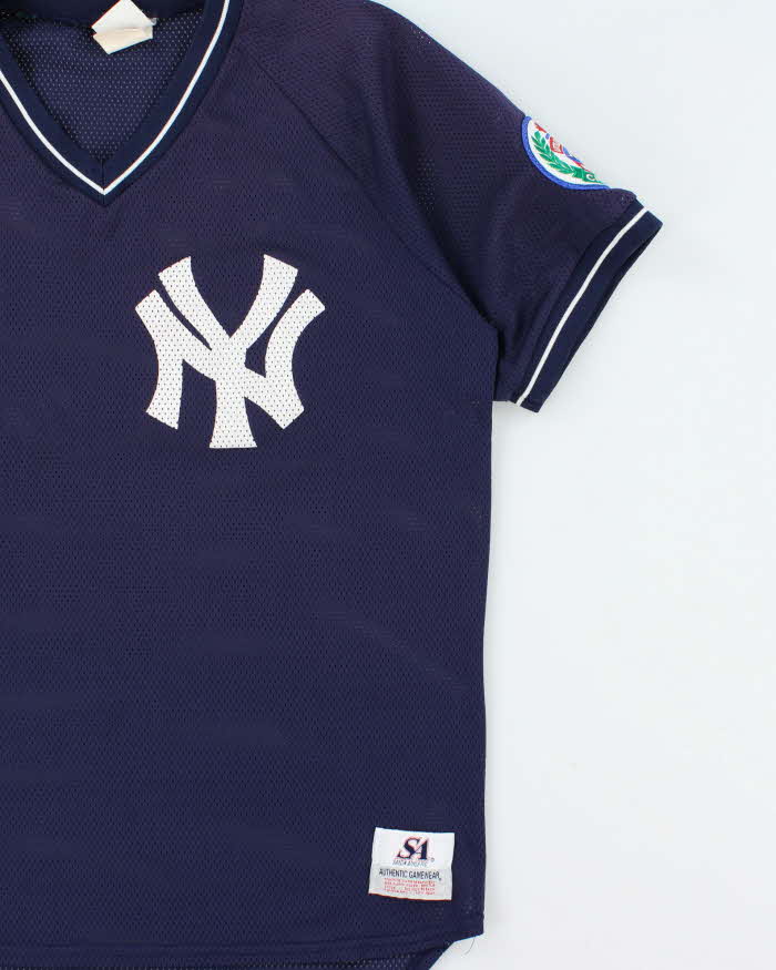 Vintage 1990s Saxon Ath. N.Y Yankees Little League Mesh V-Neck Baseball Jersey - M