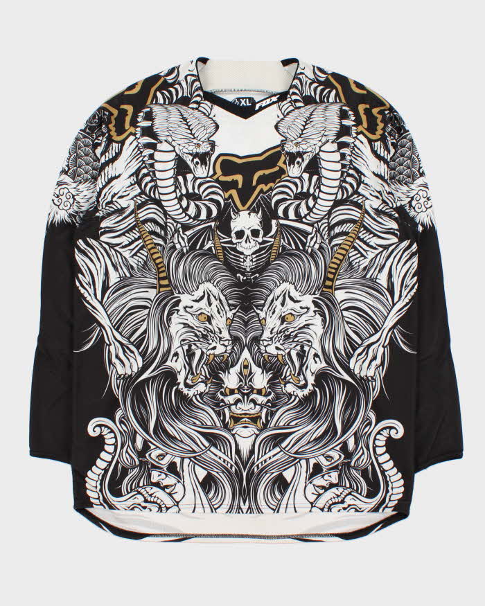Vintage Fox Racing Graphic Long Sleeve Motocross MX BMX Jersey - XL