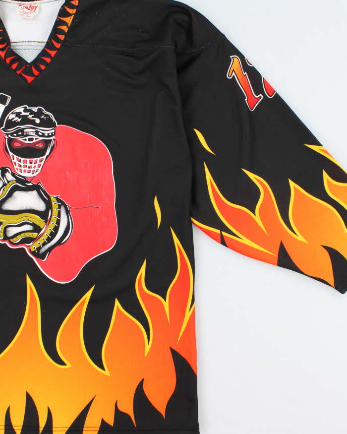 Vintage 1990s ProJoy K.Grant Scoffs Hockey Shop Flames Ice Hockey Jersey - XL