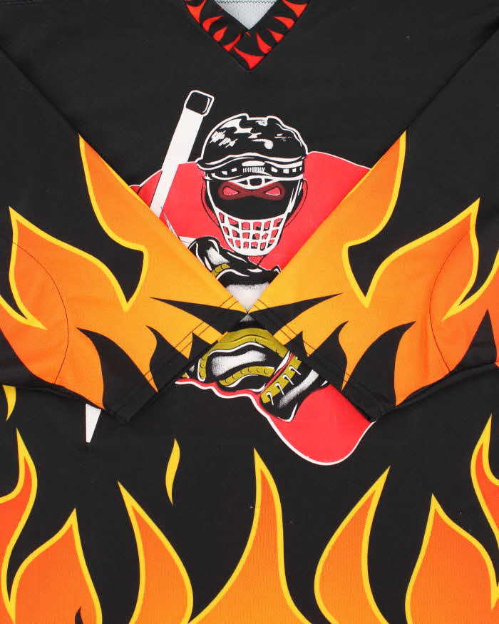 Vintage 1990s ProJoy K.Grant Scoffs Hockey Shop Flames Ice Hockey Jersey - XL