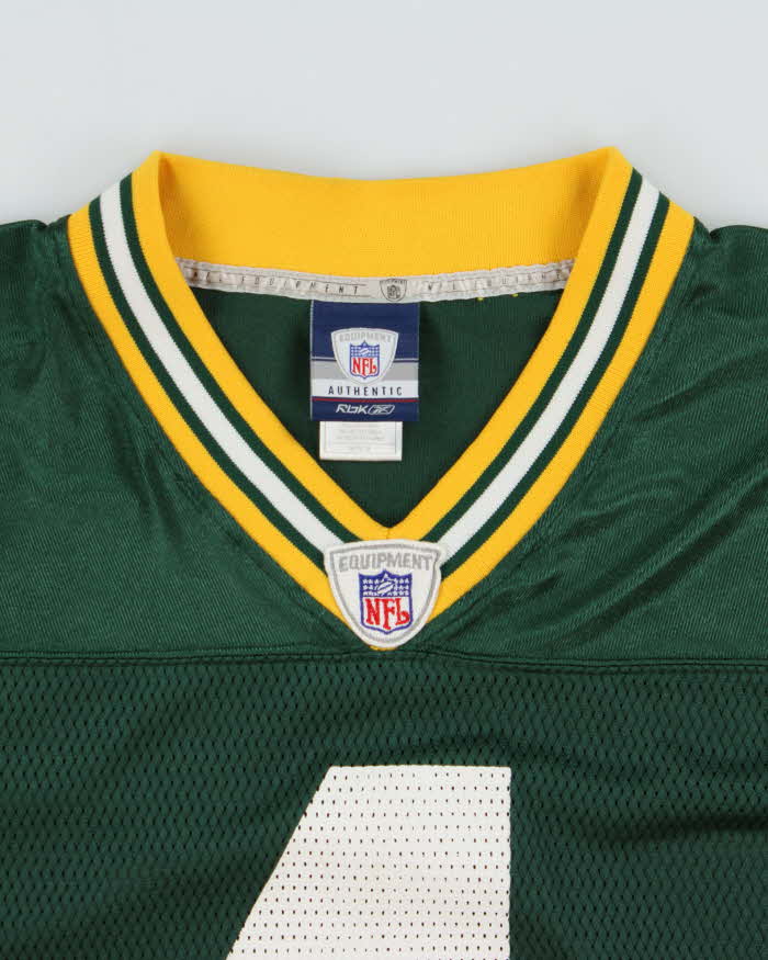 Vintage 2007-08 Reebok Green Bay Packers Brett Favre #4 NFL Equipment Official Home Jersey - M
