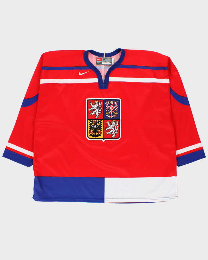 Vintage 2004 Y2K Nike Team Czech Republic Ice Hockey World Championship Official Home Jersey - XL
