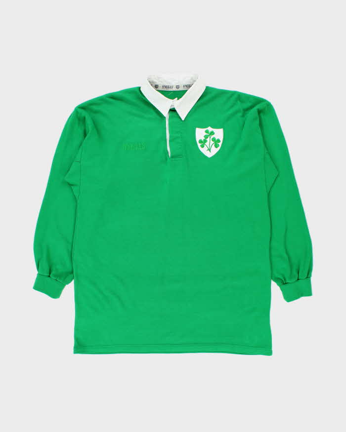 Vintage 1986 O'Neills Ireland National Team Rugby Union Long Sleeve Home Shirt - L