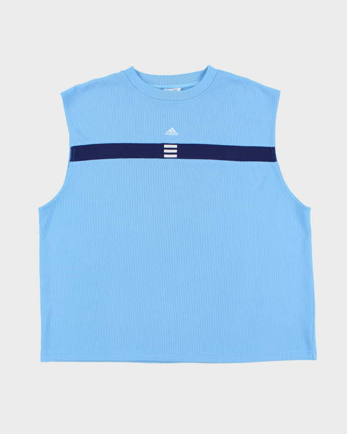 Vintage 2002 Y2K Adidas Embroidered Striped Sleeveless Crewneck Basketball Shirt - XL