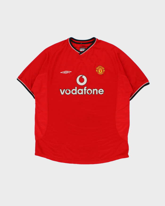 Vintage 2000-01 Umbro Manchester United FC Sportwool Short Sleeve Home Shirt - XL