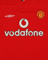 Vintage 2000-01 Umbro Manchester United FC Sportwool Short Sleeve Home Shirt - XL