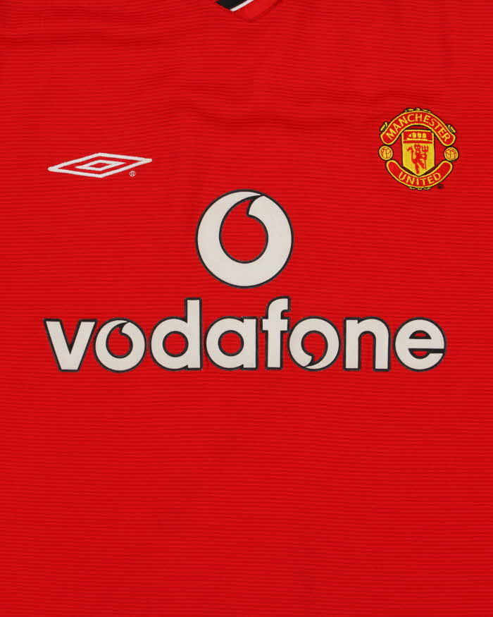 Vintage 2000-01 Umbro Manchester United FC Sportwool Short Sleeve Home Shirt - XL
