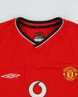 Vintage 2000-01 Umbro Manchester United FC Sportwool Short Sleeve Home Shirt - XL