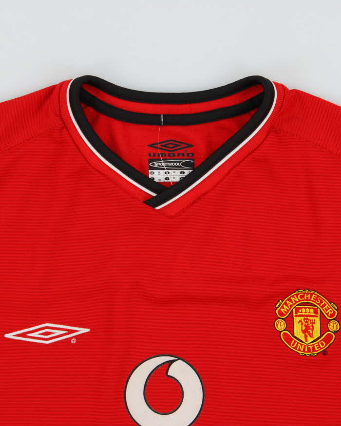 Vintage 2000-01 Umbro Manchester United FC Sportwool Short Sleeve Home Shirt - XL