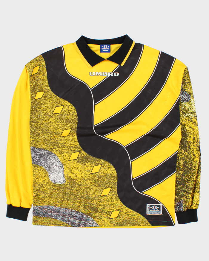 Vintage 1990s Umbro Team Wear Patterned Long Sleeve Padded Football Goalkeeper Shirt - L