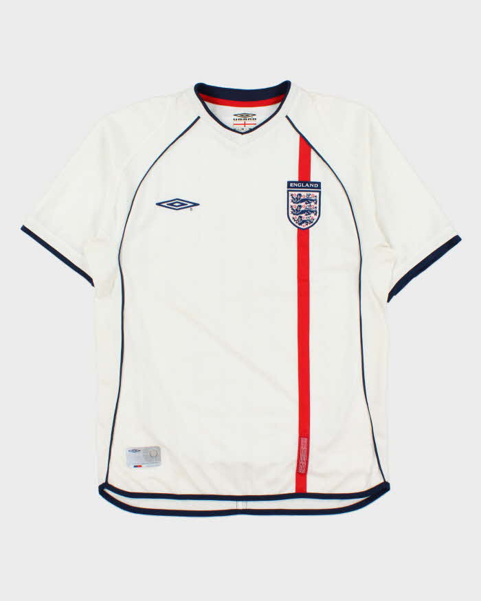 Vintage 2001-03 Umbro England Football World Cup Short Sleeve Home Shirt - S