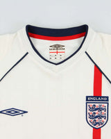 Vintage 2001-03 Umbro England Football World Cup Short Sleeve Home Shirt - S