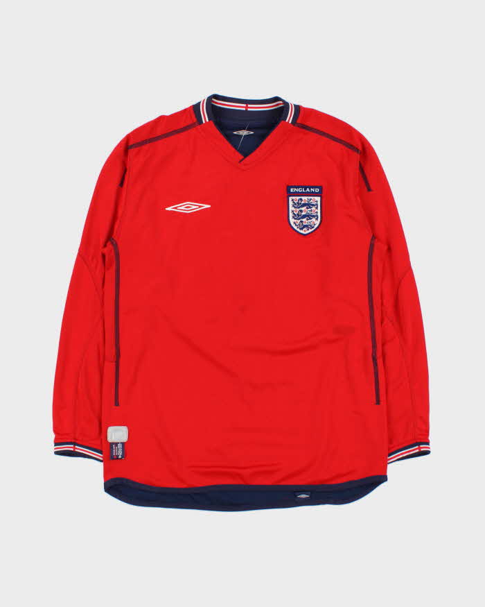 Vintage Umbro England Football 2004 Euros Hargreaves #18 Reversible Long Sleeve Away Shirt - S