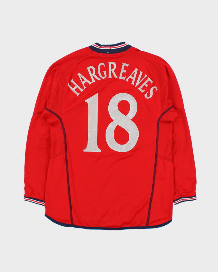 Vintage Umbro England Football 2004 Euros Hargreaves #18 Reversible Long Sleeve Away Shirt - S