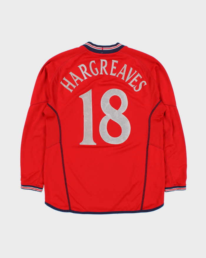 Vintage Umbro England Football 2004 Euros Hargreaves #18 Reversible Long Sleeve Away Shirt - S
