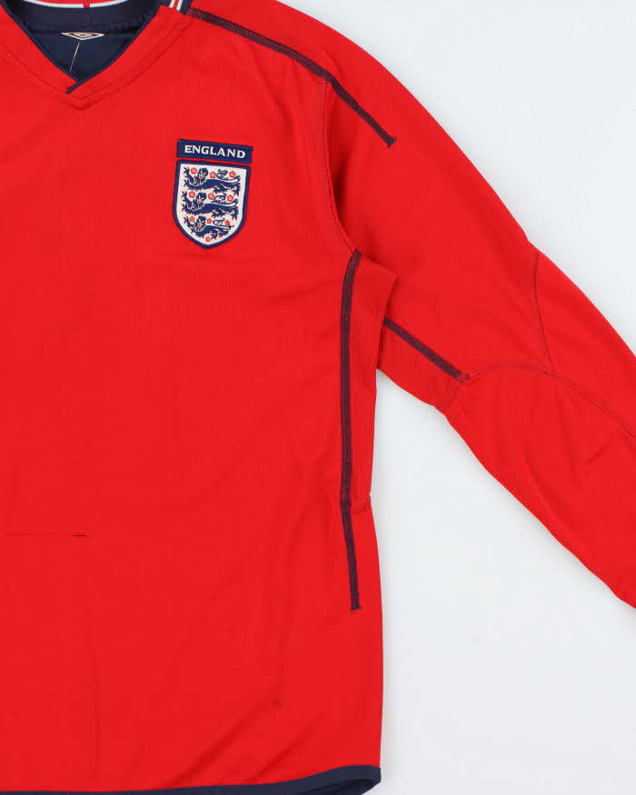 Vintage Umbro England Football 2004 Euros Hargreaves #18 Reversible Long Sleeve Away Shirt - S
