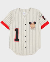 Vintage 1990s Disney Store Grey Marl Mickey Mouse #1 Made In USA Single Stitch Baseball Jersey - M