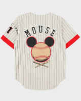 Vintage 1990s Disney Store Grey Marl Mickey Mouse #1 Made In USA Single Stitch Baseball Jersey - M