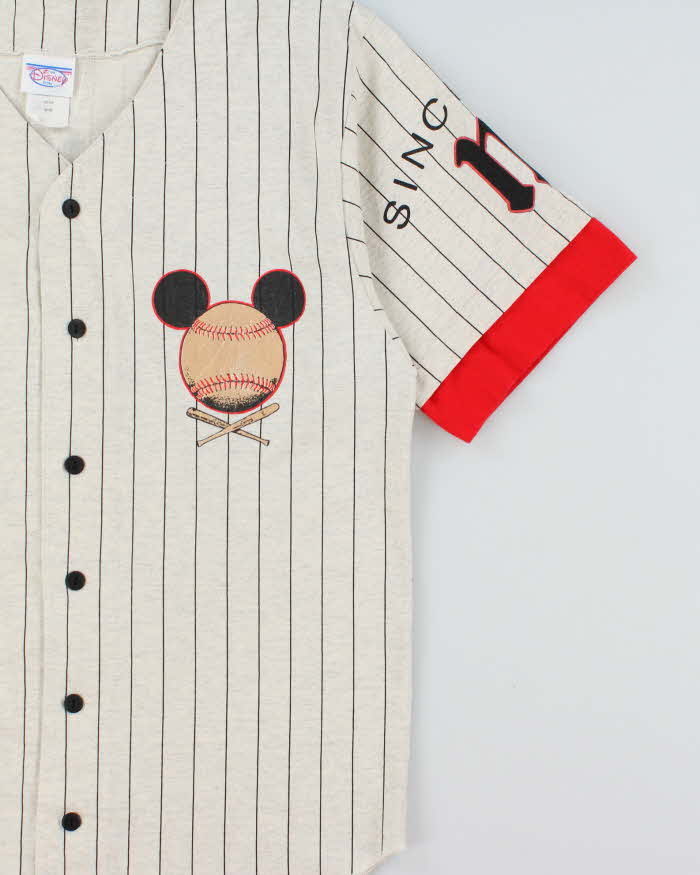 Vintage 1990s Disney Store Grey Marl Mickey Mouse #1 Made In USA Single Stitch Baseball Jersey - M