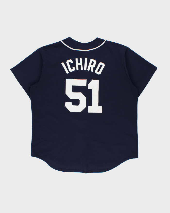 Vintage 2001-02 Majestic Seattle Mariners Ichiro Suzuki #51 'It's Outta Here' Players Choice MLB Stitched Away Jersey - L