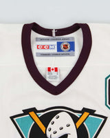 Vintage 1998-99 CCM Mighty Ducks Of Anaheim Paul Kariya #9 Official NHL Stitched Made In Canada Air-Knit Home Jersey - M