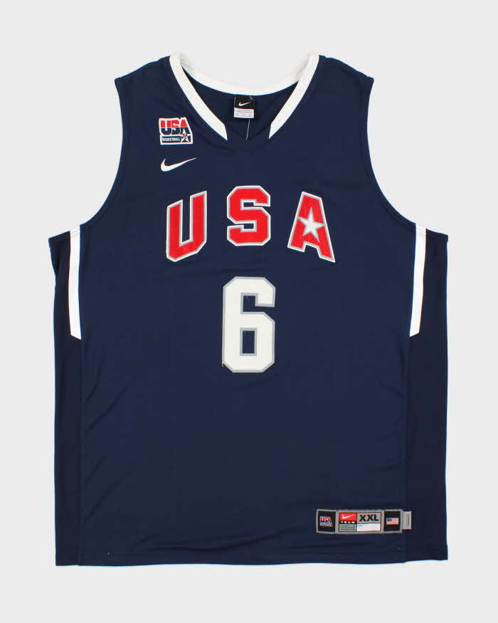 Vintage 2010 Nike Team USA Lebron James #6 FIBA World Cup Stitched Basketball Home Jersey - XXL