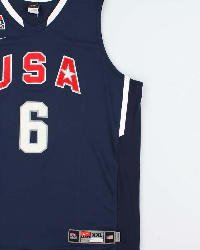 Vintage 2010 Nike Team USA Lebron James #6 FIBA World Cup Stitched Basketball Home Jersey - XXL