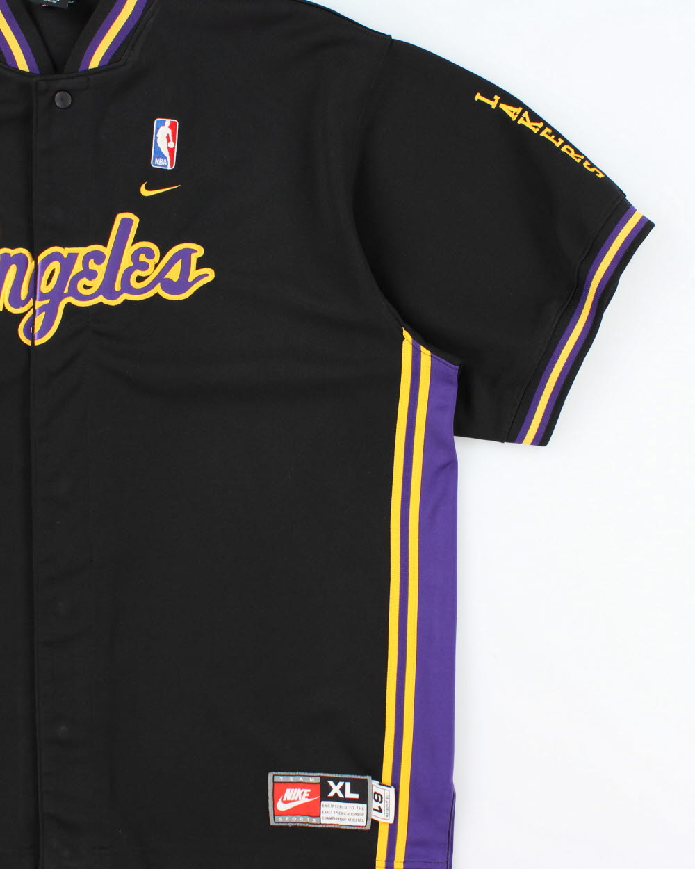 Vintage 2003 Y2K Nike Team Los Angeles Lakers '1961 Rewind Heavyweight Snap Button Warm-Up Jersey - XL