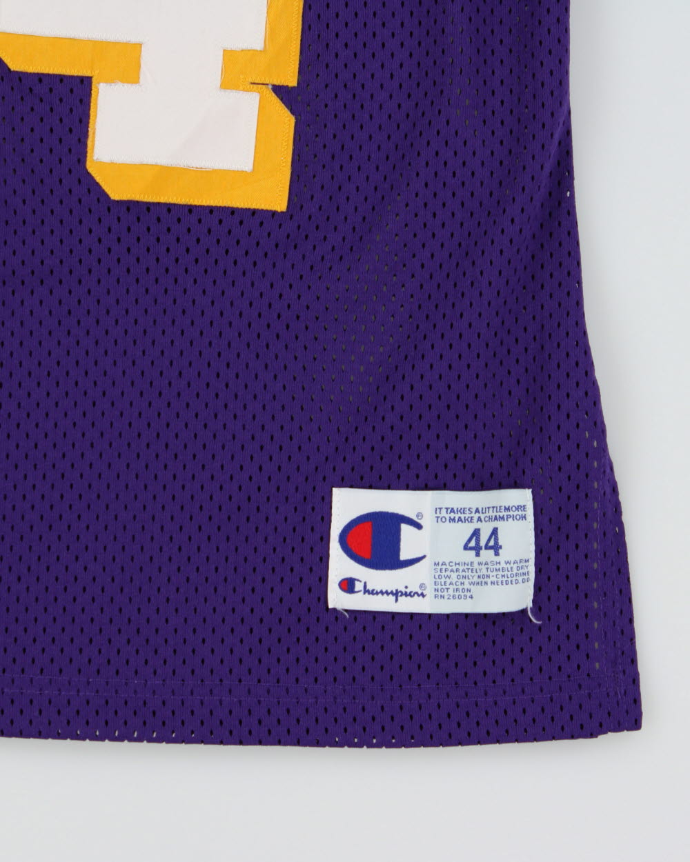 Vintage 1996-97 Champion LA Lakers Shaquille O'Neal #34 NBA Stitched Mesh Made In USA Home Jersey - L