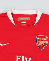 Vintage 2007-08 Nike Arsenal FC Dri-Fit Short Sleeve Home Football Shirt - M
