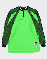 Vintage 1990s Umbro Volt Green Zip Collar Padded Long Sleeve Football Goalkeeper Shirt - L