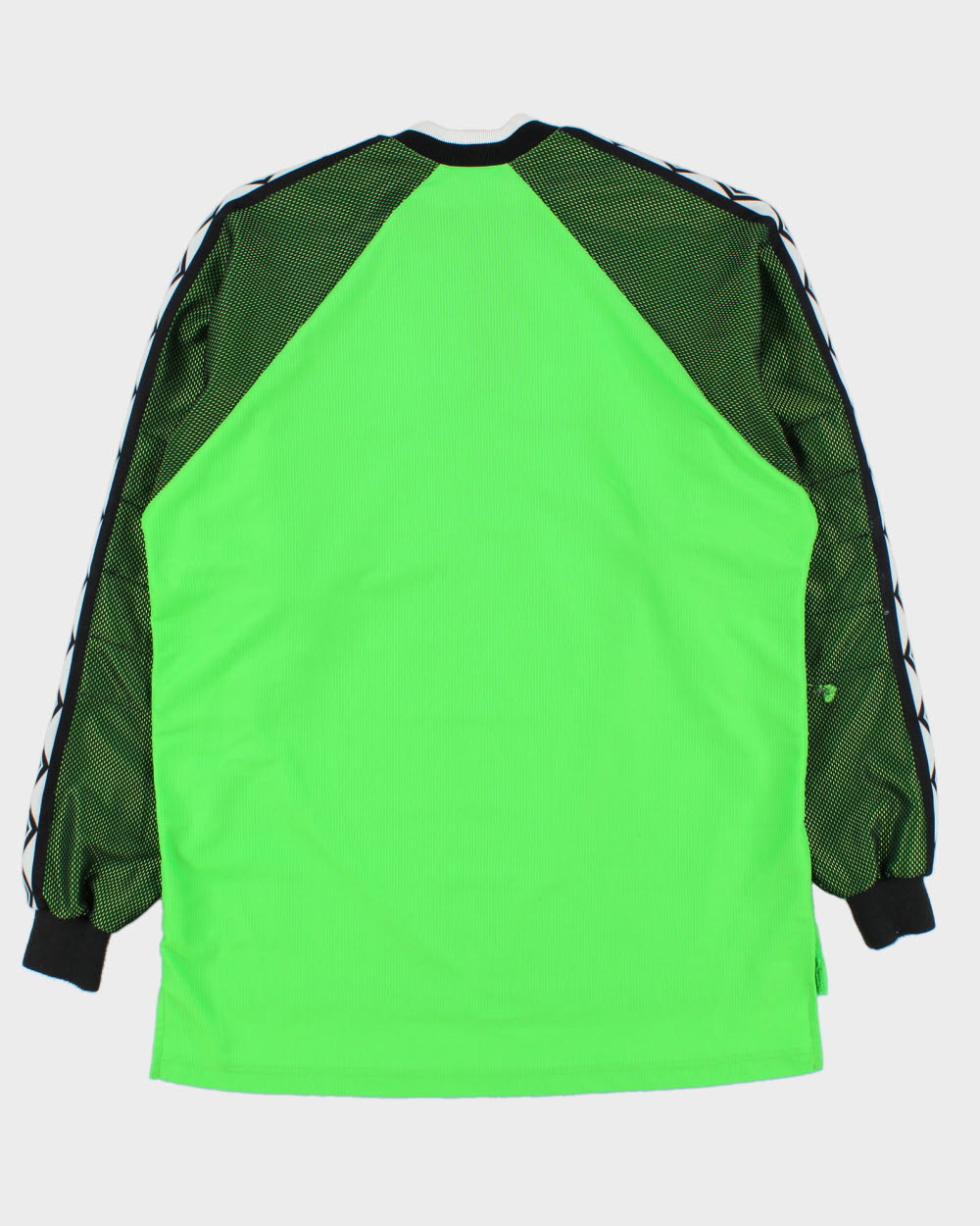 Vintage 1990s Umbro Volt Green Zip Collar Padded Long Sleeve Football Goalkeeper Shirt - L