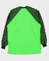 Vintage 1990s Umbro Volt Green Zip Collar Padded Long Sleeve Football Goalkeeper Shirt - L