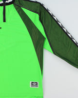 Vintage 1990s Umbro Volt Green Zip Collar Padded Long Sleeve Football Goalkeeper Shirt - L