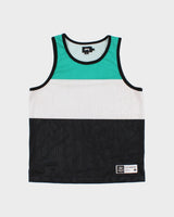 Vintage Stussy International Striped Colourblock Mesh Basketball Jersey - M