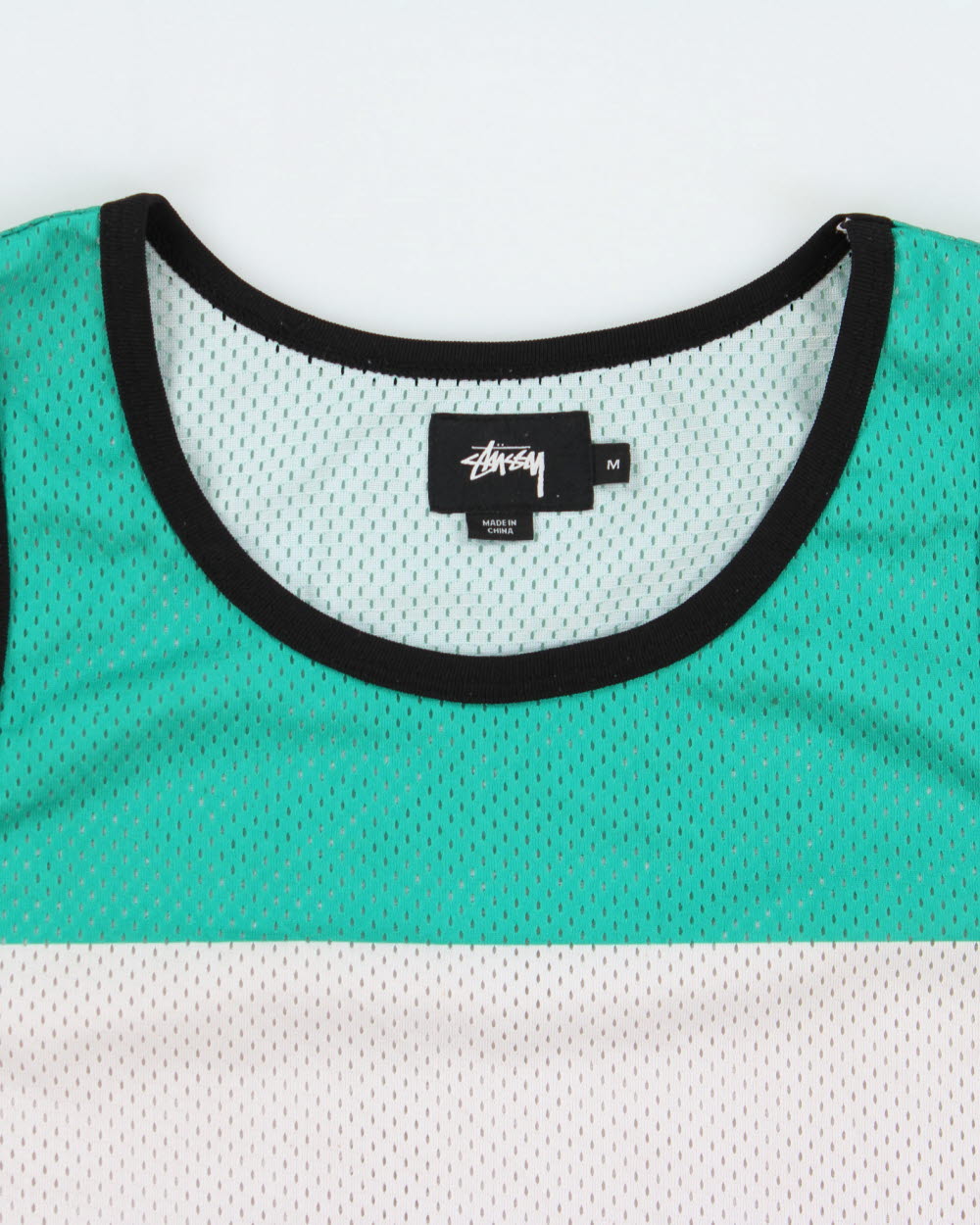 Vintage Stussy International Striped Colourblock Mesh Basketball Jersey - M