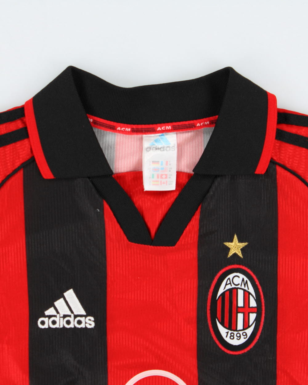 Vintage 1998-99 Adidas AC Milan FC Short Sleeve Made In Italy Home Football Shirt - M
