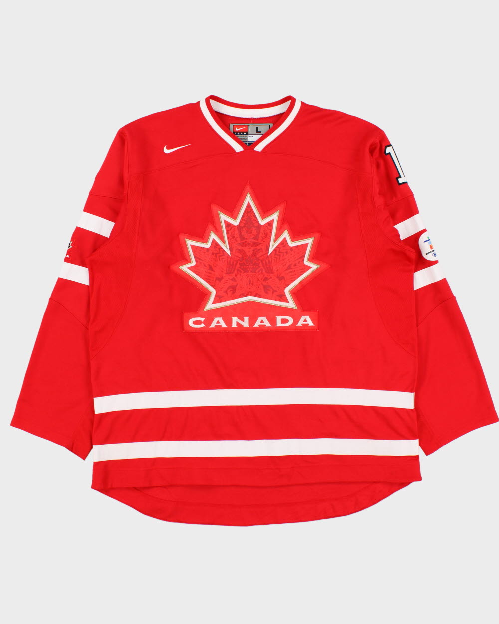 Vintage Nike Team Canada 2010 Vancouver Winter Olympics Robert Luongo #1 Long Sleeve Home Ice Hockey Jersey - L
