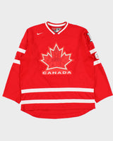 Vintage Nike Team Canada 2010 Vancouver Winter Olympics Robert Luongo #1 Long Sleeve Home Ice Hockey Jersey - L