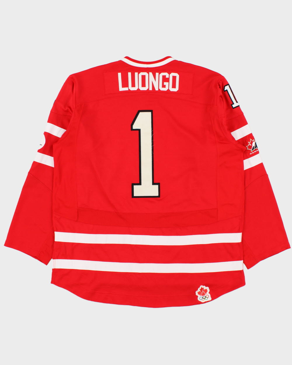 Vintage Nike Team Canada 2010 Vancouver Winter Olympics Robert Luongo #1 Long Sleeve Home Ice Hockey Jersey - L