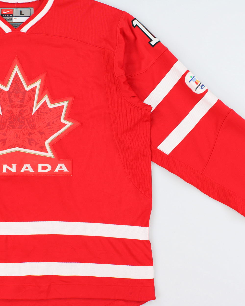 Vintage Nike Team Canada 2010 Vancouver Winter Olympics Robert Luongo #1 Long Sleeve Home Ice Hockey Jersey - L