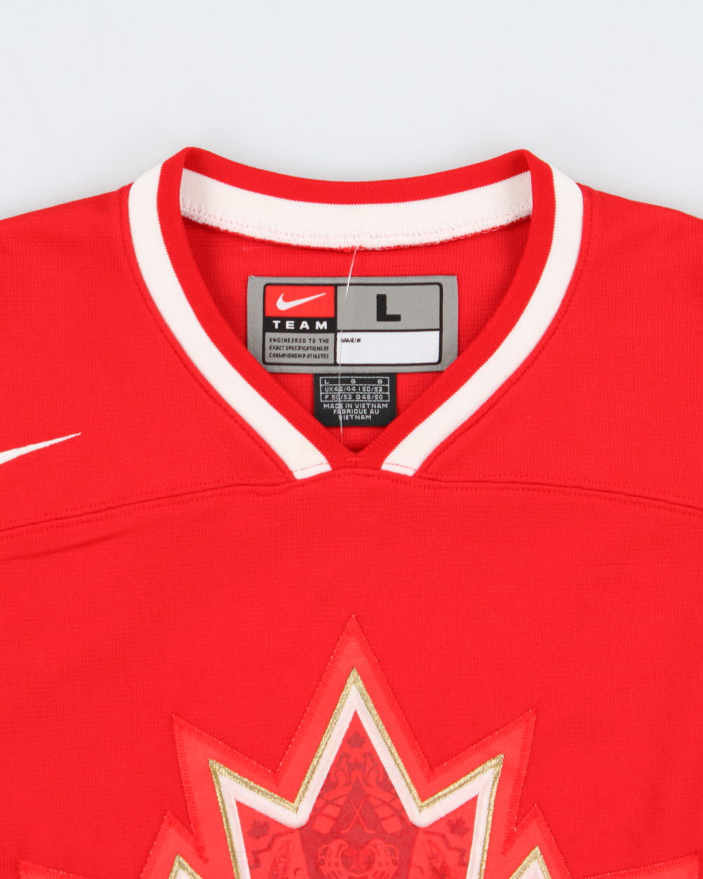Vintage Nike Team Canada 2010 Vancouver Winter Olympics Robert Luongo #1 Long Sleeve Home Ice Hockey Jersey - L