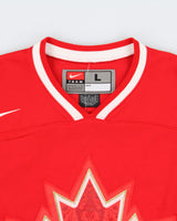 Vintage Nike Team Canada 2010 Vancouver Winter Olympics Robert Luongo #1 Long Sleeve Home Ice Hockey Jersey - L